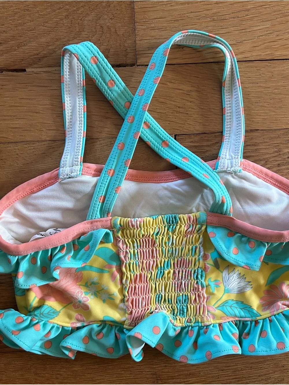 Matilda Jane Yellow Floral Bikini Set with Aqua & Pink Ruffles